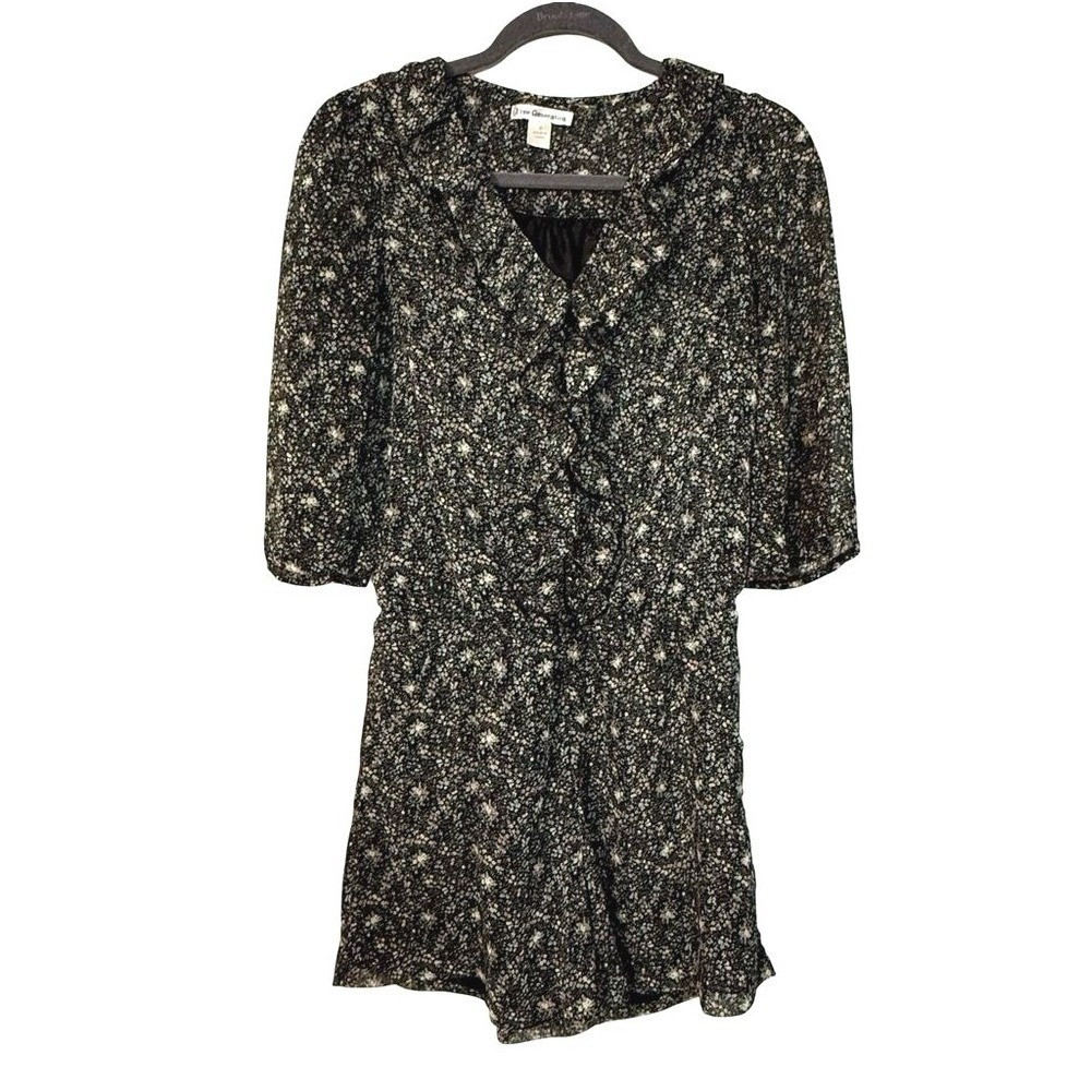 Free Generation Floral Ruffle Romper Small Cottagecore Coquette Dark Academia